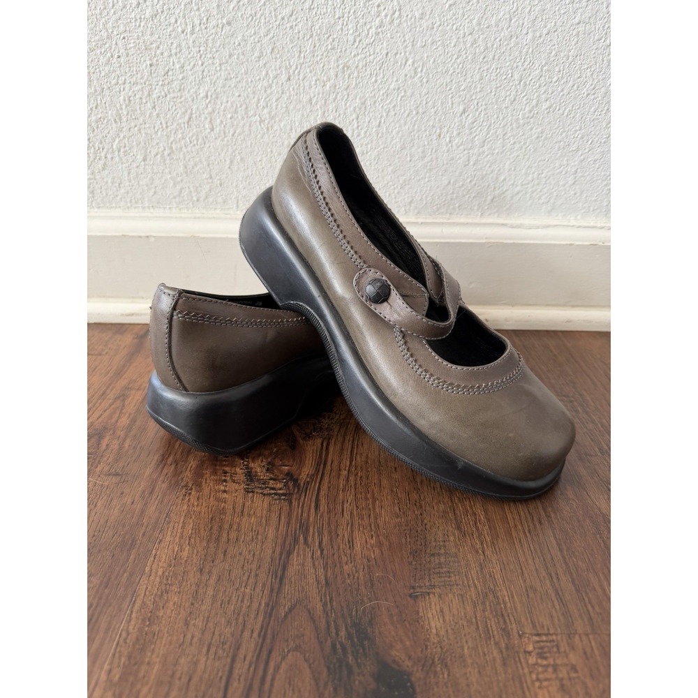 Dansko Women Brown Griege Leather Mary Jane Comfort Clog Shoe US 8.5 EU 39